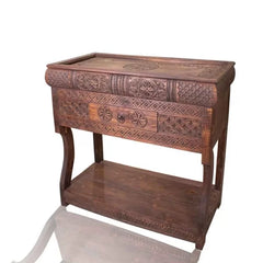 SWATI HAND CARVED CONSOLE WITH GLASS TOP-1