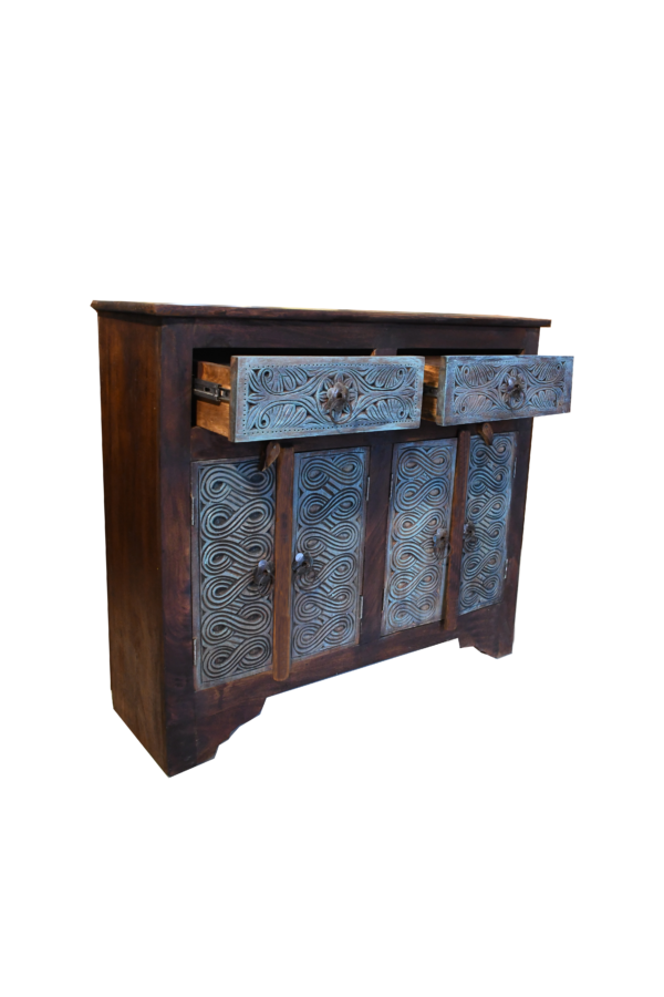 HAND CARVED TURQUOISE CONSOLE